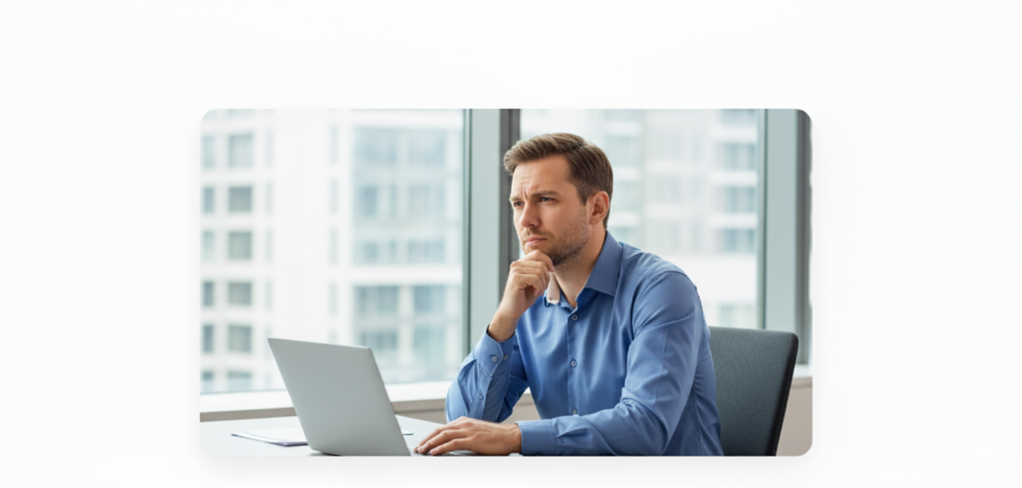 悩んでいるビジネスパーソン